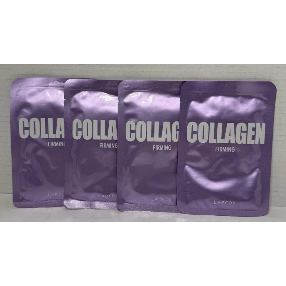 4 New LAPCOS K Beauty Collagen Sheet - Skin Firming Face Mask Age-Defying